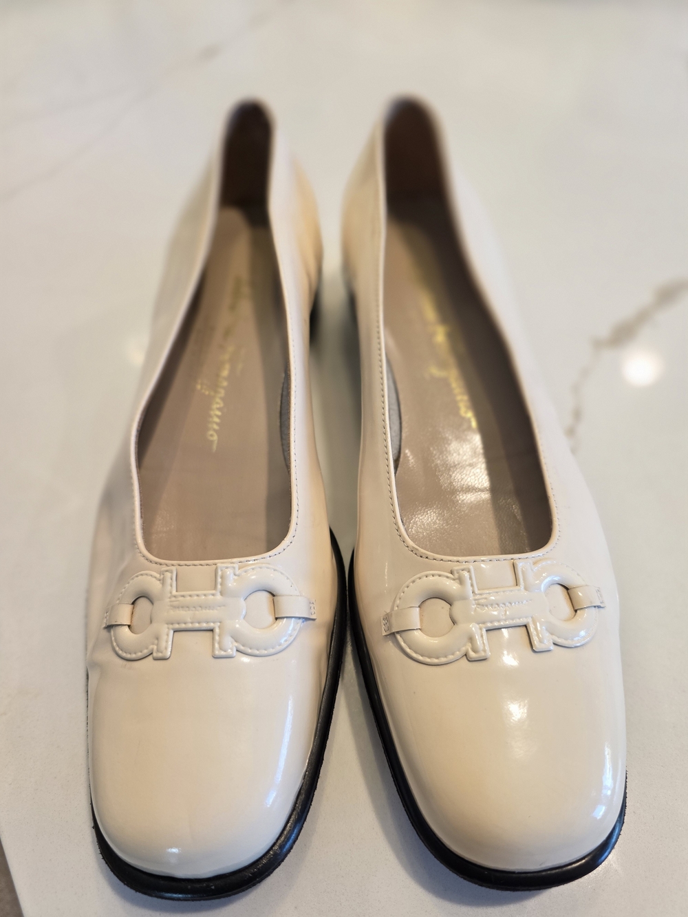 Salvatore Ferragamo Patent Leather Tab Flats - Size 8.5 B